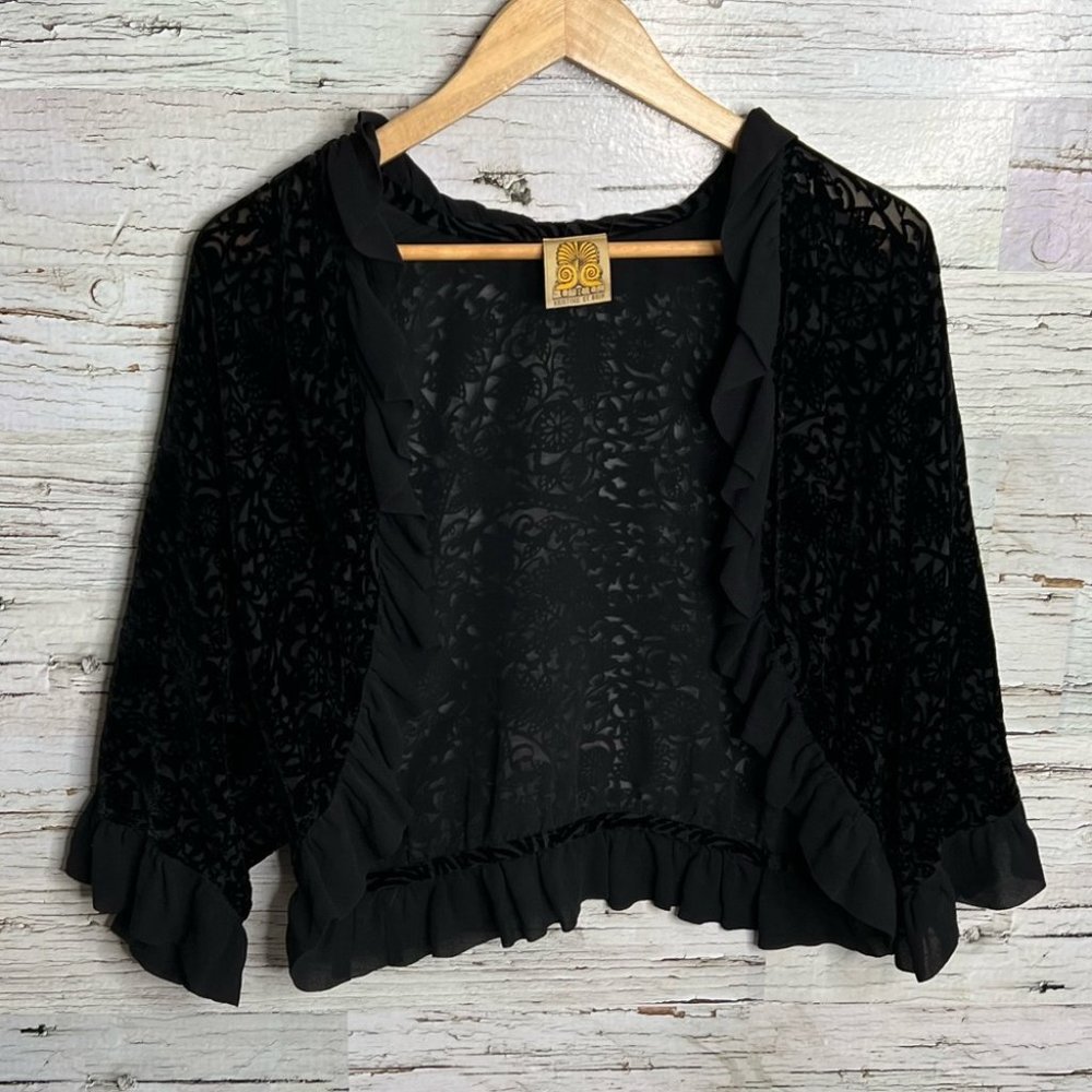 Uru kristine st. Rrik black silk made in usa cardigan sweater small